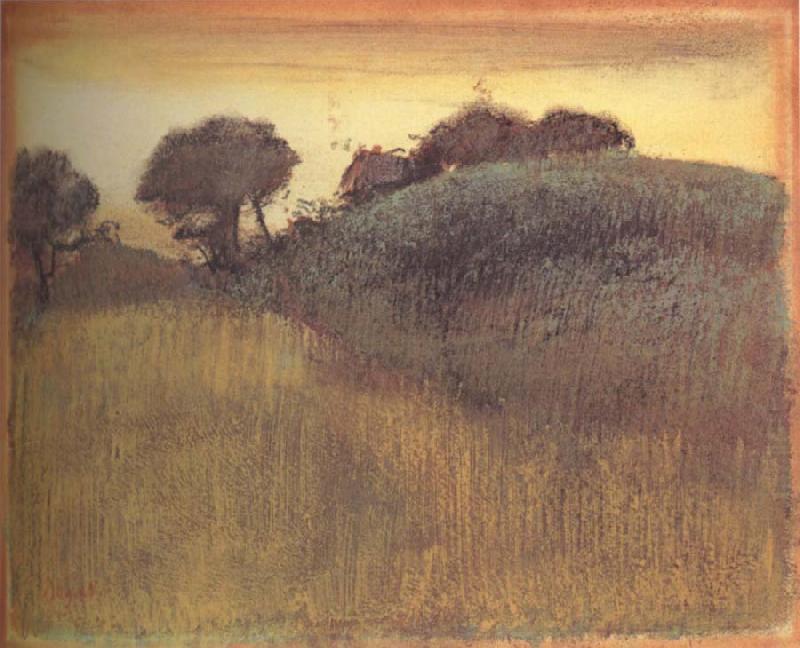 Wheat Field and Green Hill, Edgar Degas